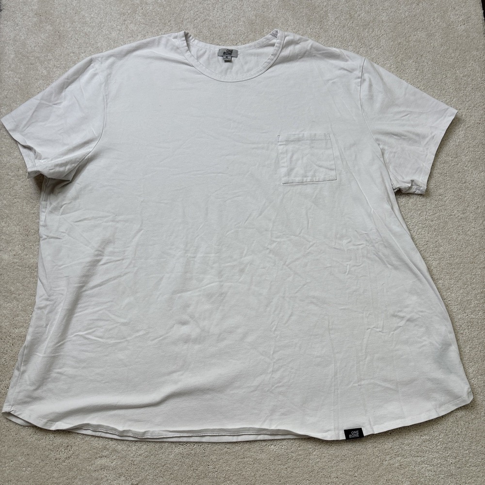 One Bone Shirt Men's Size 5 6XL Short Sleeve White Tee Pocket Cotton Blend